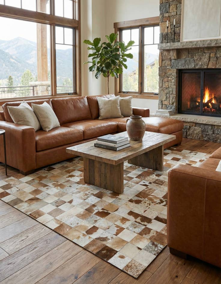 Detail image of  8' 1 x 9' 11 Cowhide - Patchwork Rug