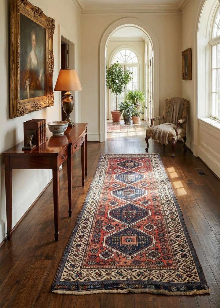 4' 4 x 9' 9 Hand Knotted Malayer Oriental Wool Runner Rug