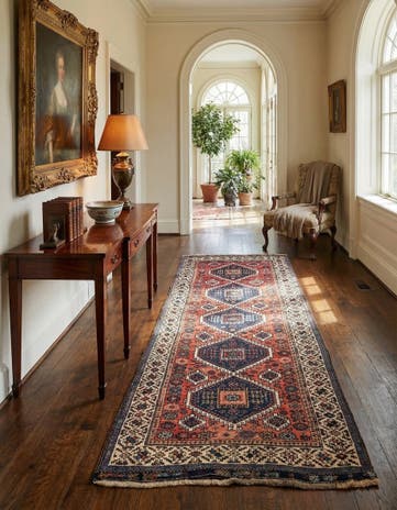 4' 4 x 9' 9 Hand Knotted Malayer Oriental Wool Runner Rug