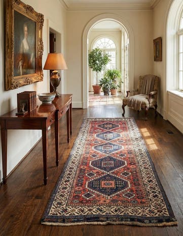 4' 4 x 9' 9 Hand Knotted Malayer Oriental Wool Runner Rug