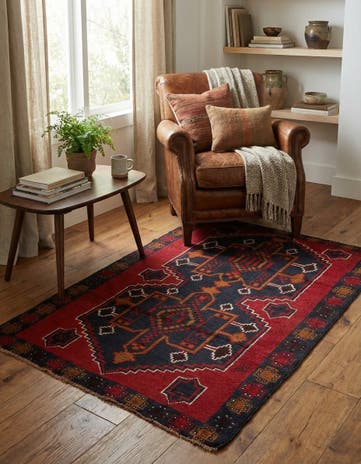 3' x 4' 9 Hand Knotted Balouch Persian Wool Rug