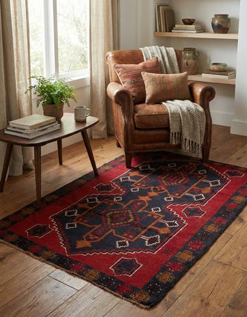 3' x 4' 9 Hand Knotted Balouch Persian Wool Rug