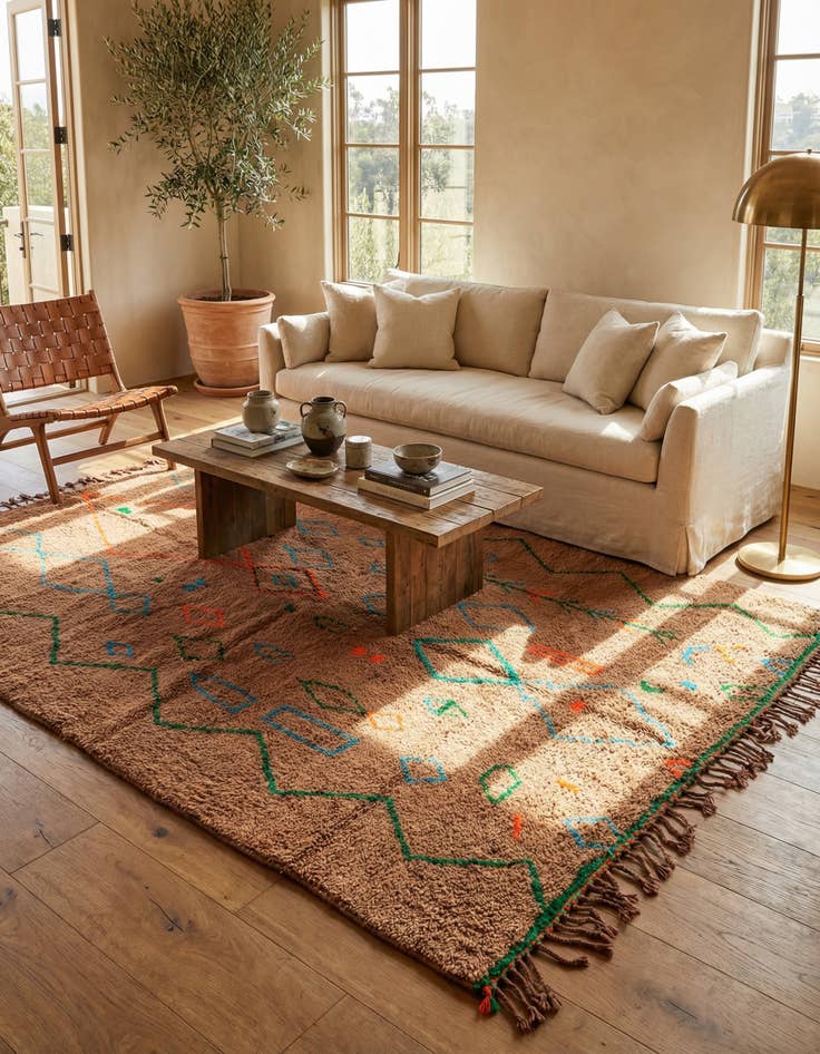 Detail image of 6' 10 x 9' 7  Hand Knotted Moroccan Wool Rug