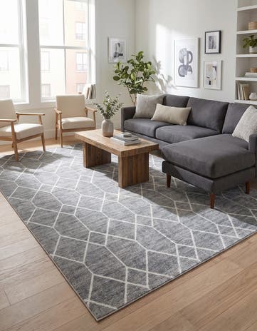 Gray Lattice Trellis Rug