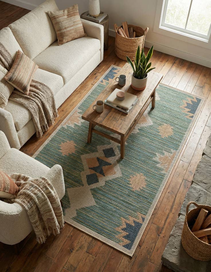 Detail image of 3' 1 x 5' 1  Washable Baja Indoor / Outdoor Rug