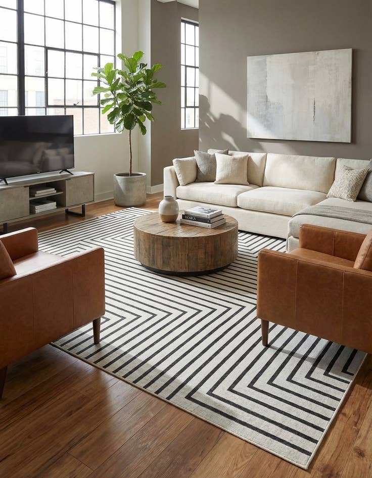 Detail image of  9' x 12'  Washable Modern Indoor / Outdoor Rug