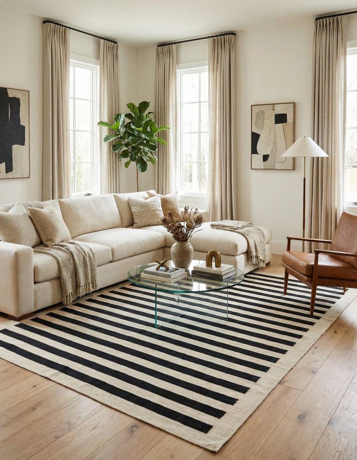 Detail image of 6' 8 x 9' 7  Hand Woven Kilim Modern Wool Rug