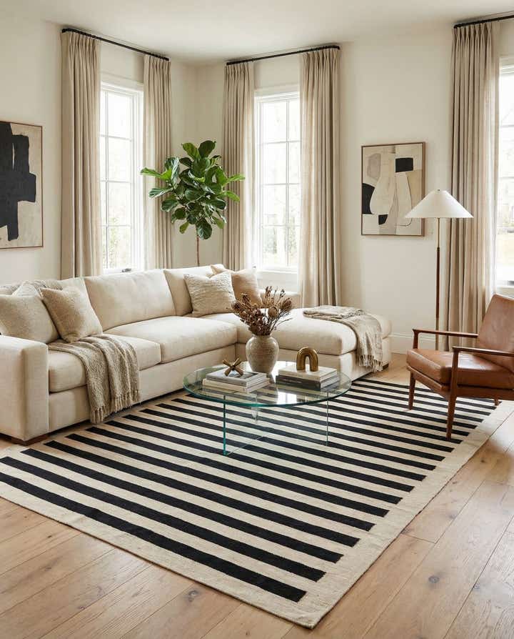6' 8 x 9' 7 Hand Woven Kilim Modern Wool Rug