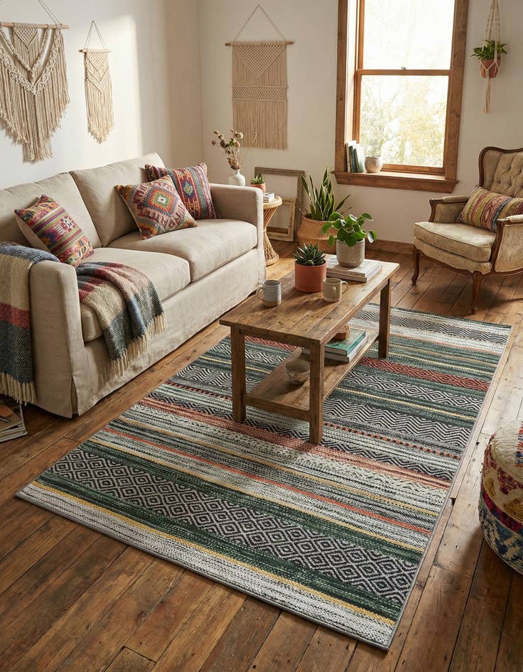 Detail image of 5' x 8'  Washable Yara Rug