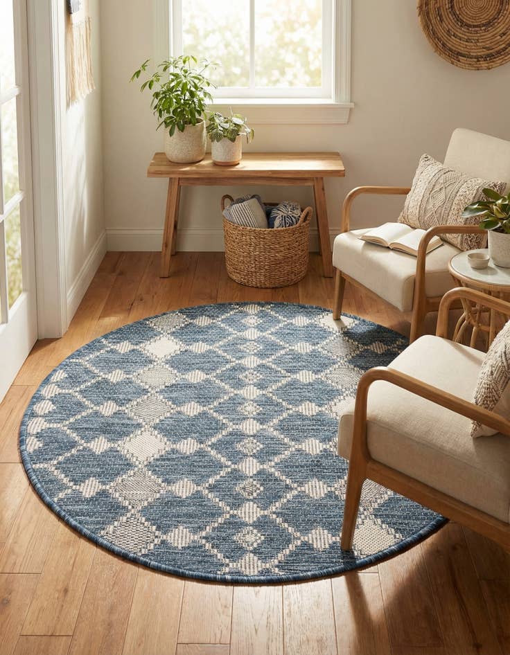 Detail image of 3' x 3'  Washable Trellis Indoor / Outdoor Round Rug