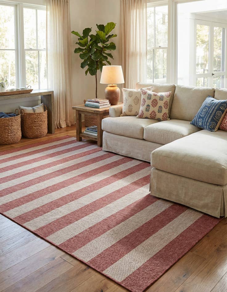 Detail image of  10' x 10'  Washable Ribbon Indoor / Outdoor Square Rug