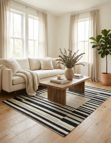 4' 4 x 5' 10 Hand Woven Kilim Modern Wool Rug