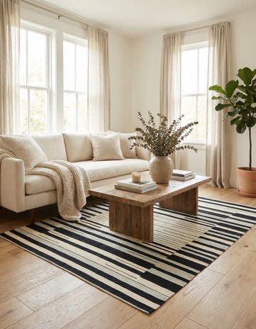 4' 4 x 5' 10 Hand Woven Kilim Modern Wool Rug