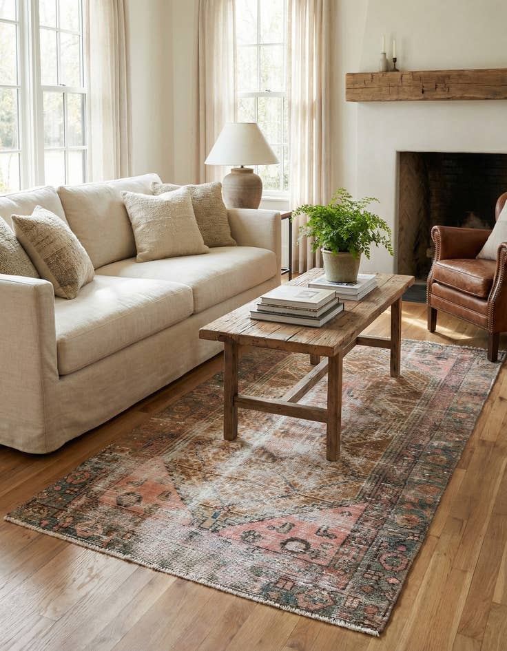 Detail image of 3' 4 x 6' 2  Hand Knotted Ultra Vintage Persian Wool Rug