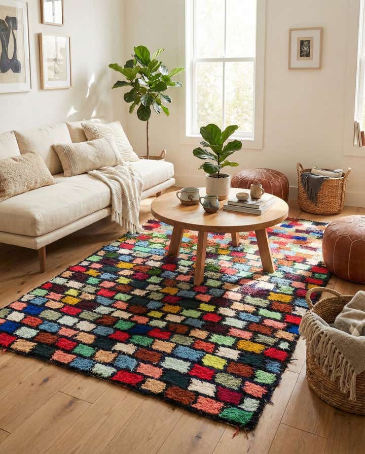 5' 7 x 9' 3 Hand Knotted Moroccan Wool Rug
