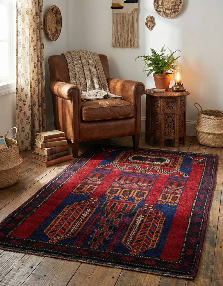 Detail image of 2' 10 x 4' 7 Hand Knotted Balouch Persian Wool Rug