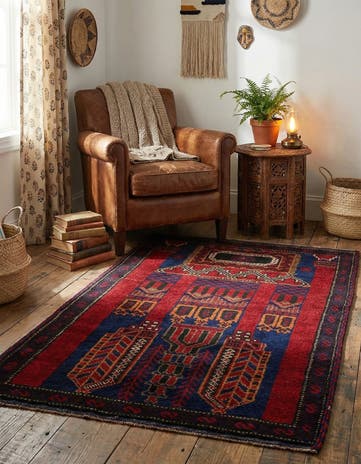 2' 10 x 4' 7 Hand Knotted Balouch Persian Wool Rug