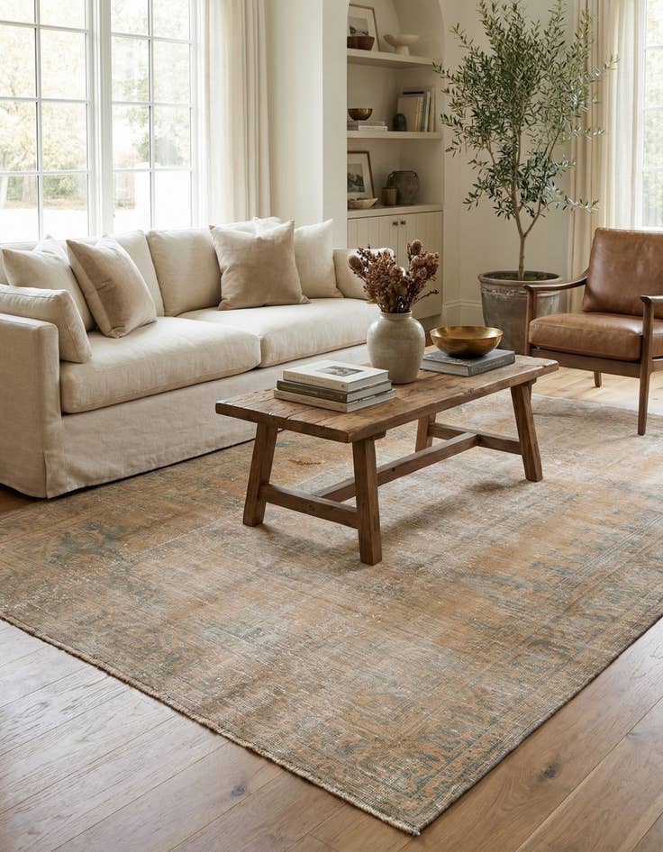 Detail image of 6' 5 x 9' 2  Hand Knotted Ultra Vintage Persian Wool Rug