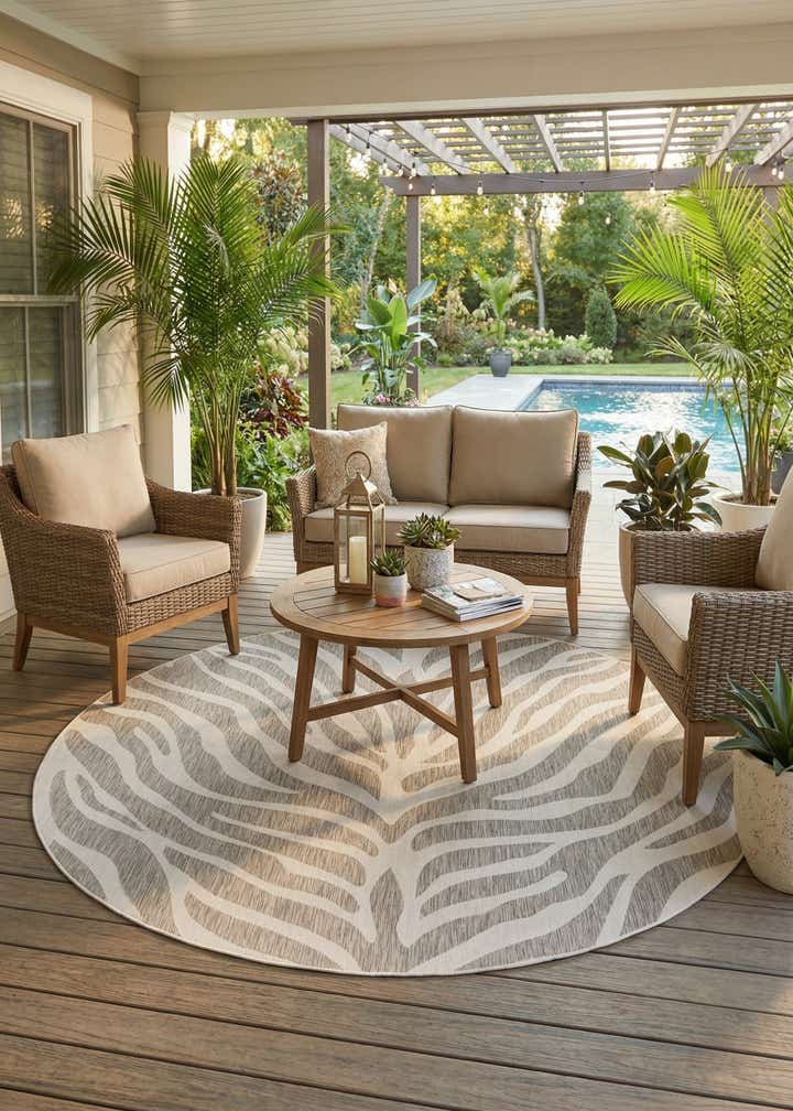 10' x 10' Easy-Clean Safari Indoor / Outdoor Round Rug