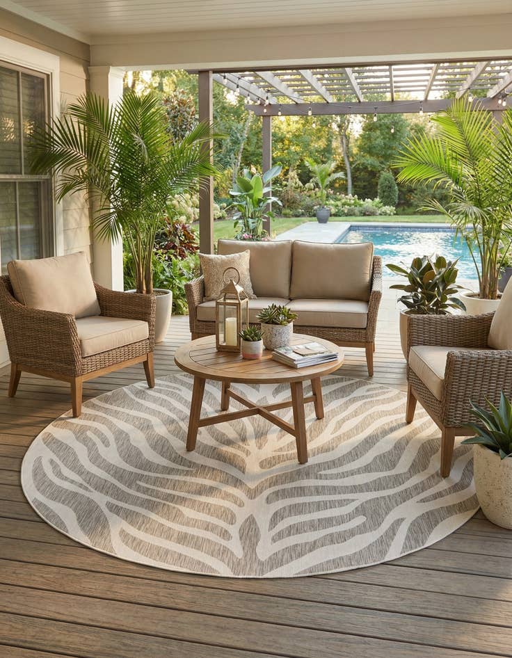 Detail image of 10' x 10' Easy-Clean Safari Indoor / Outdoor Round Rug