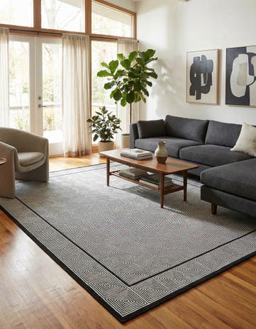 Black and White Milano Square Rug