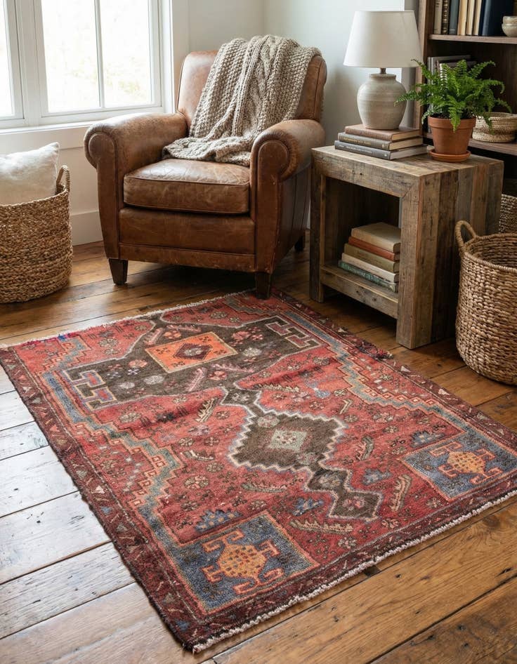 Detail image of 3' 6 x 4' 2  Hand Knotted Ultra Vintage Persian Wool Rug