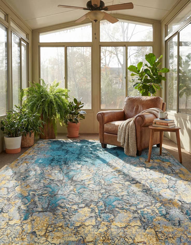 Detail image of 9' x 12'  Washable Modern Indoor / Outdoor Rug