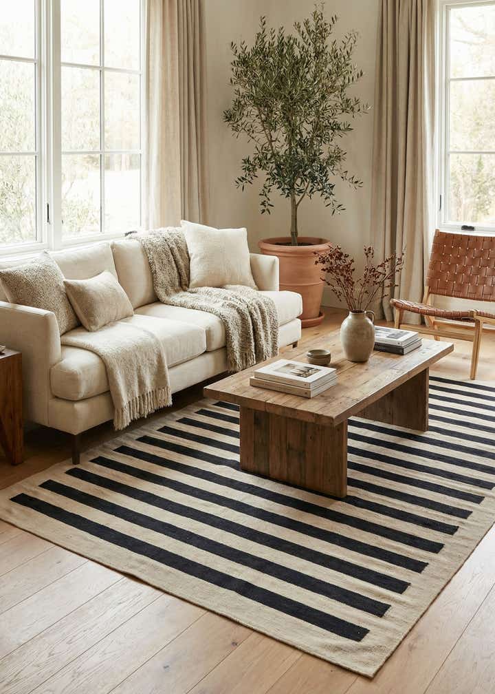 6' 6 x 9' 8 Hand Woven Kilim Modern Wool Rug