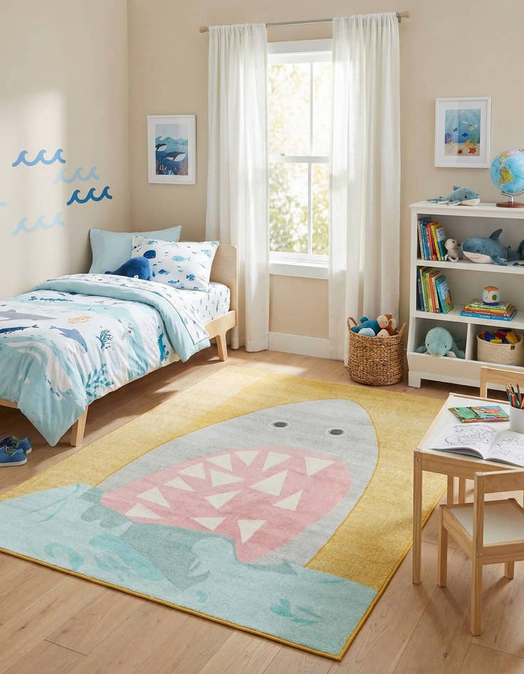 Detail image of 7' 10 x 10' Shark Whimsy Kids Rug