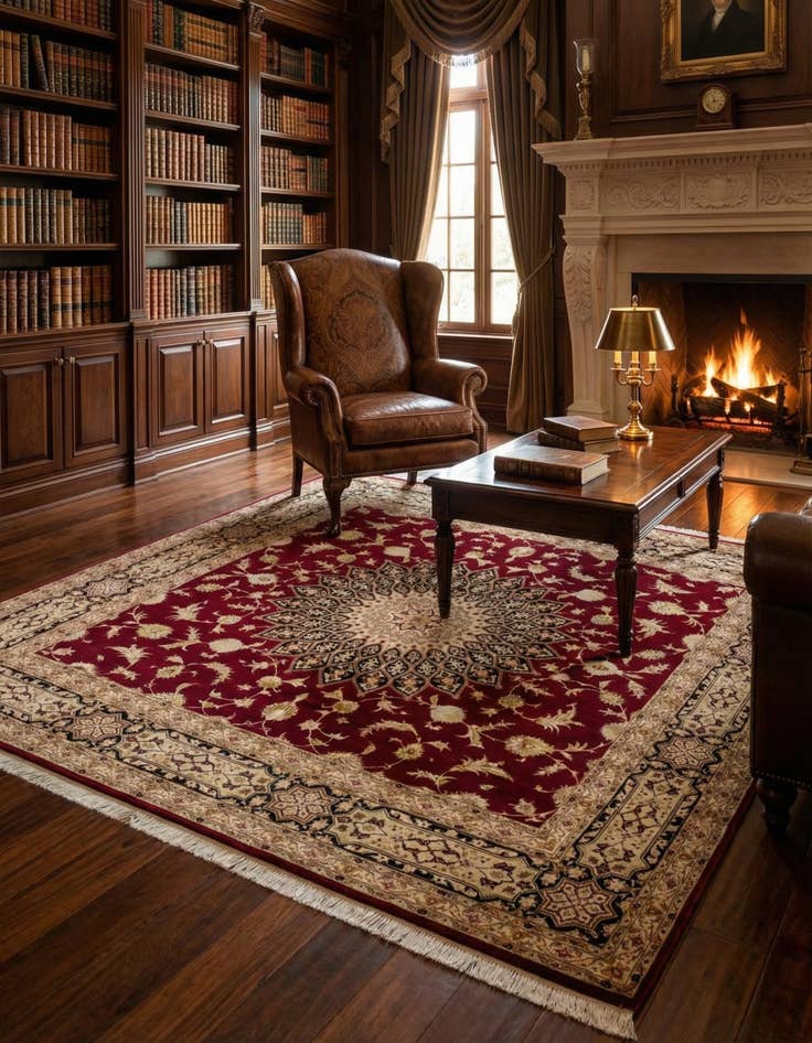 Detail image of 6' 8 x 6' 9  Hand Knotted Tabriz Persian Square Rug