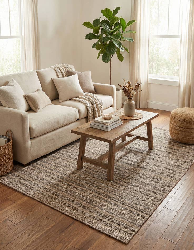 Detail image of 5' 3 x 8'  Washable Striped Indoor / Outdoor Rug