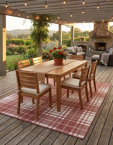 7' 10 x 10' Easy-Clean Checkered Indoor / Outdoor Rug