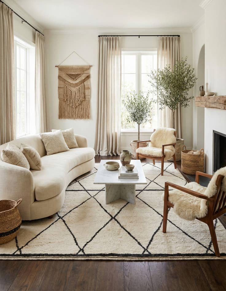 Detail image of  8' x 10'  Hand Knotted Moroccan Wool Rug