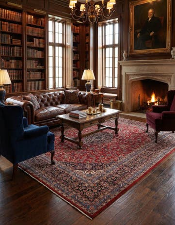 9' 7 x 12' 10 Hand Knotted Mashad Persian Wool Rug