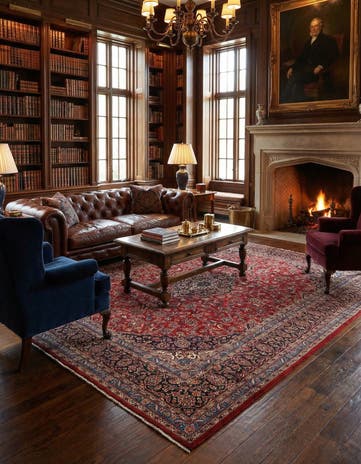 9' 7 x 12' 10 Hand Knotted Mashad Persian Wool Rug