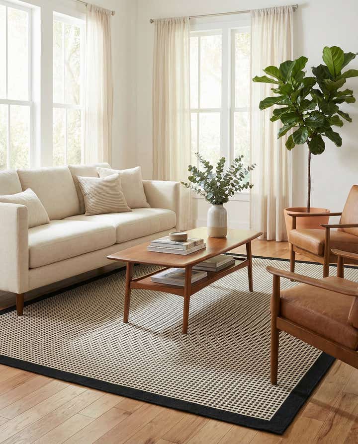 6' x 9' Easy-Clean Border Indoor / Outdoor Rug