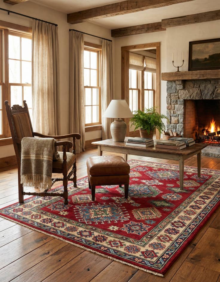 Detail image of 4' x 6'  Hand Knotted Kazak Rug