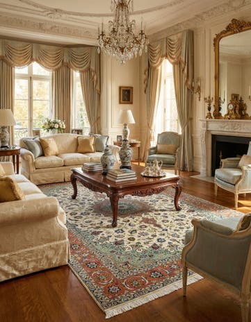 6' 5 x 9' 8 Hand Knotted Isfahan Persian Rug
