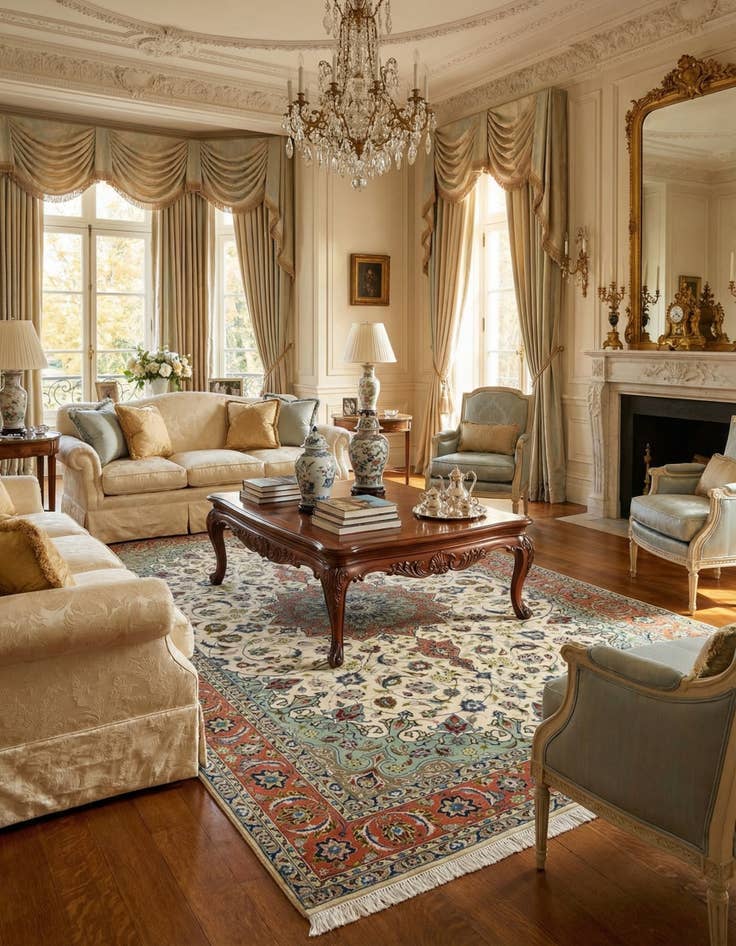 Detail image of  6' 5 x 9' 8  Hand Knotted Isfahan Persian Rug