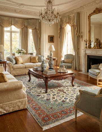 6' 5 x 9' 8 Hand Knotted Isfahan Persian Rug