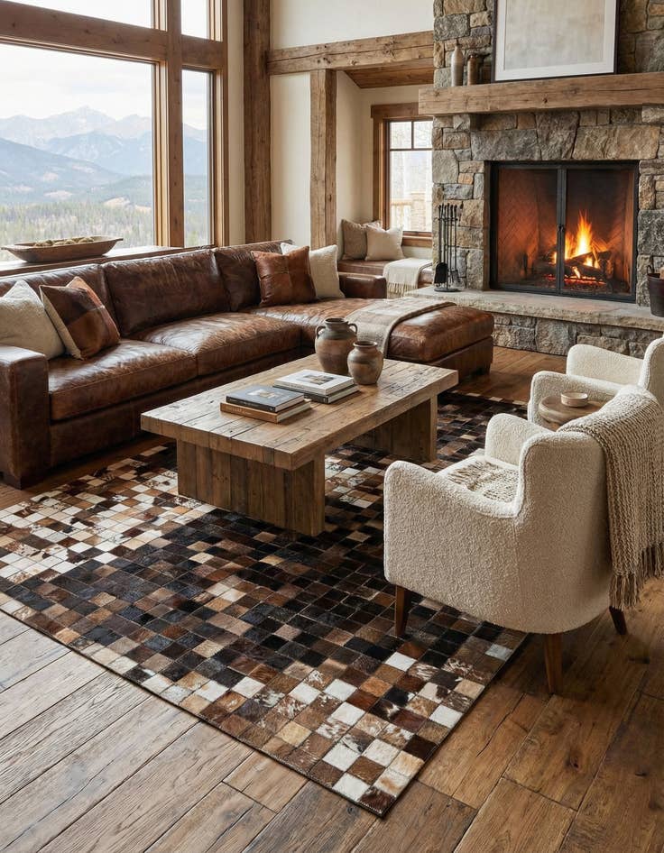 Detail image of 5' x 7' 10 Cowhide Stocks Rug