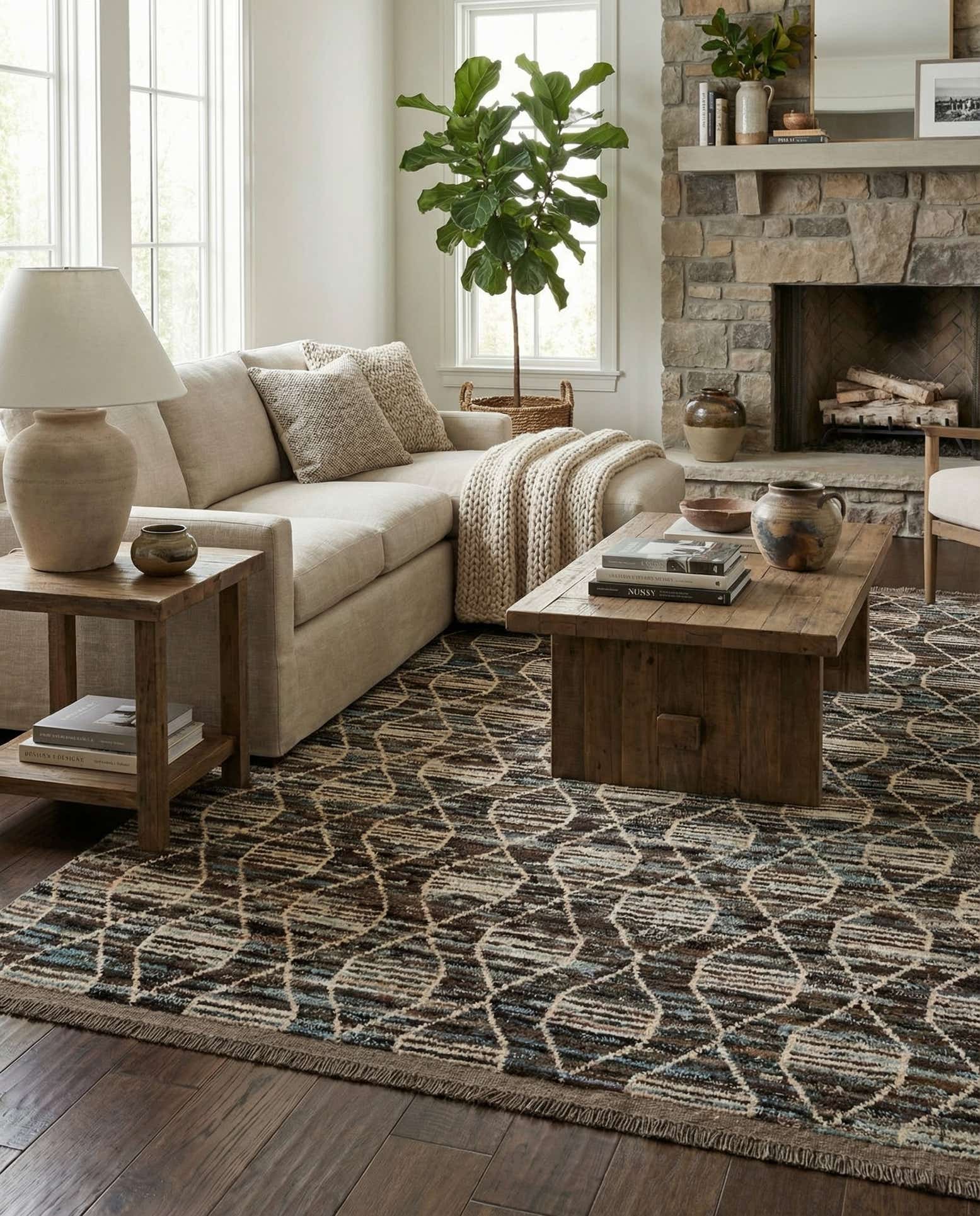 6' 9 x 9' 11 Hand Knotted Moroccan Wool Rug