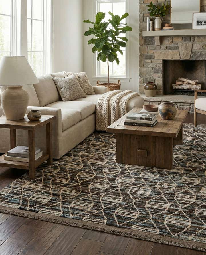 6' 9 x 9' 11 Hand Knotted Moroccan Wool Rug