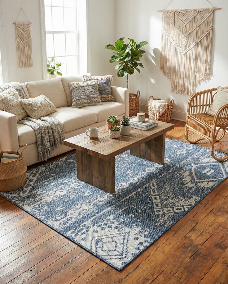 Detail image of 4' x 6' Easy-Clean Bohemian Indoor / Outdoor Rug