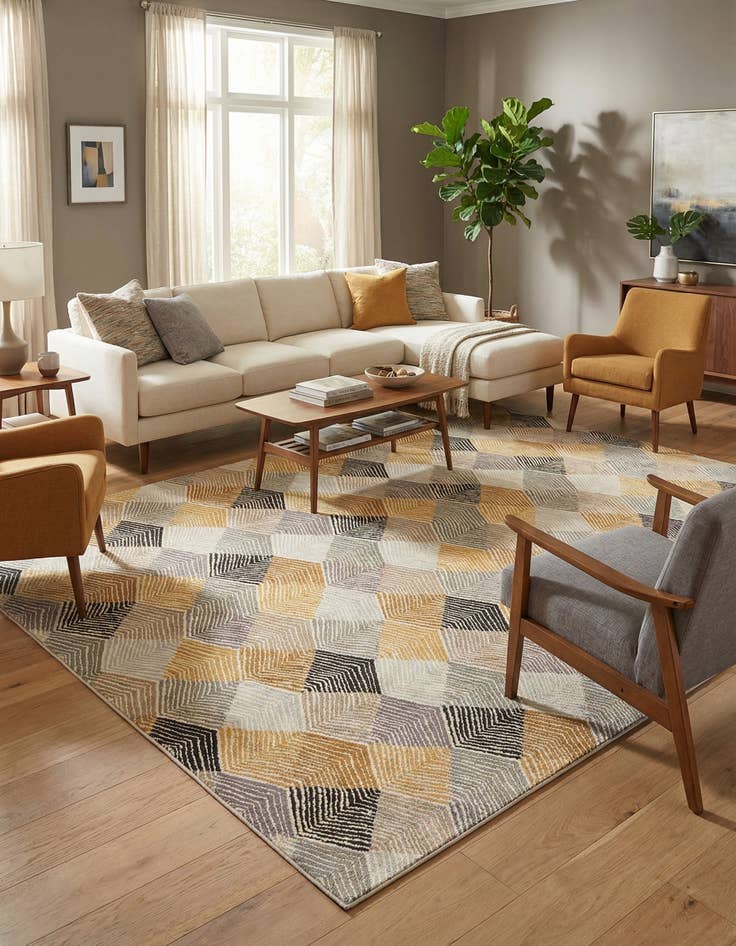 Detail image of 10' x 14' Easy-Clean Modern Indoor / Outdoor Rug