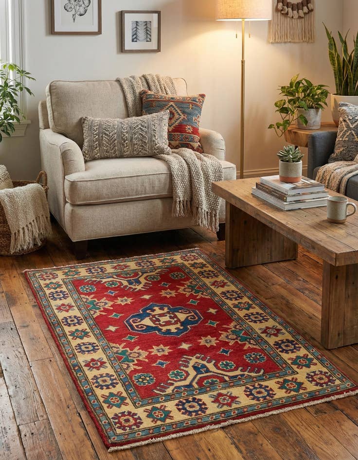 Detail image of 2' 8 x 4' 1  Hand Knotted Kazak Rug