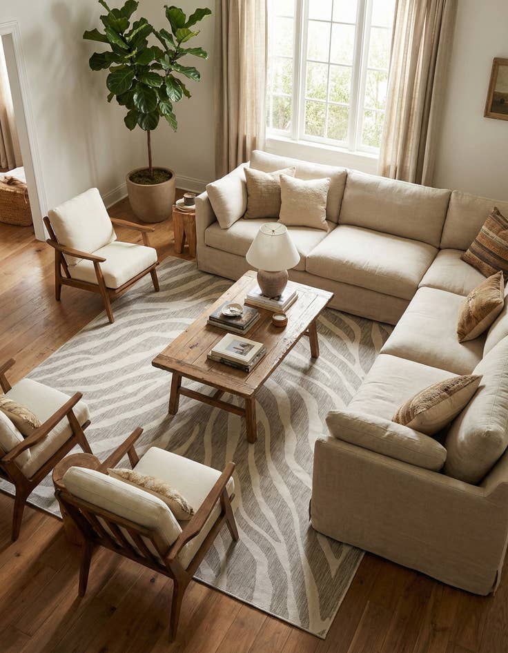 Detail image of 10' x 10'  Washable Safari Indoor / Outdoor Square Rug