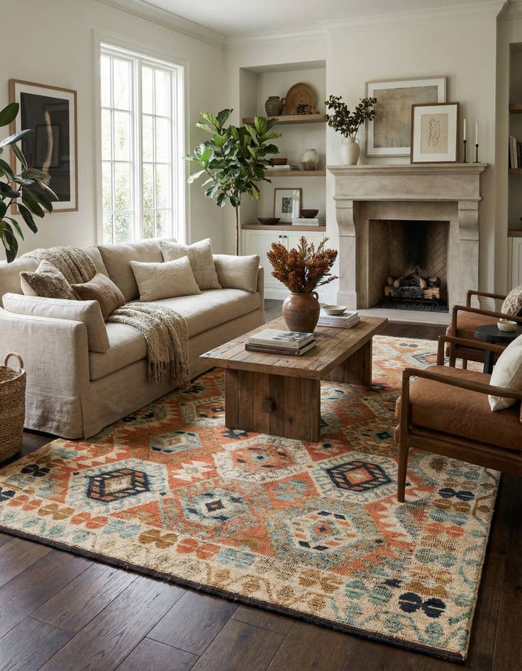 Detail image of 6' 4 x 10'  Hand Knotted Kazak Wool Rug