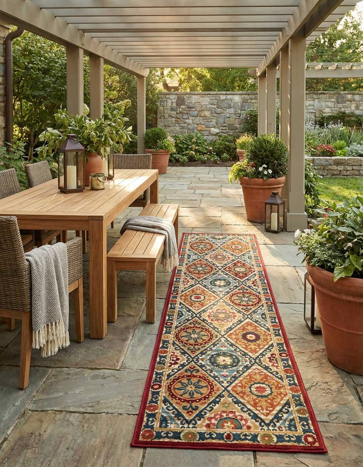 Detail image of 2' 7 x 10'  Washable Modern Indoor / Outdoor Runner Rug