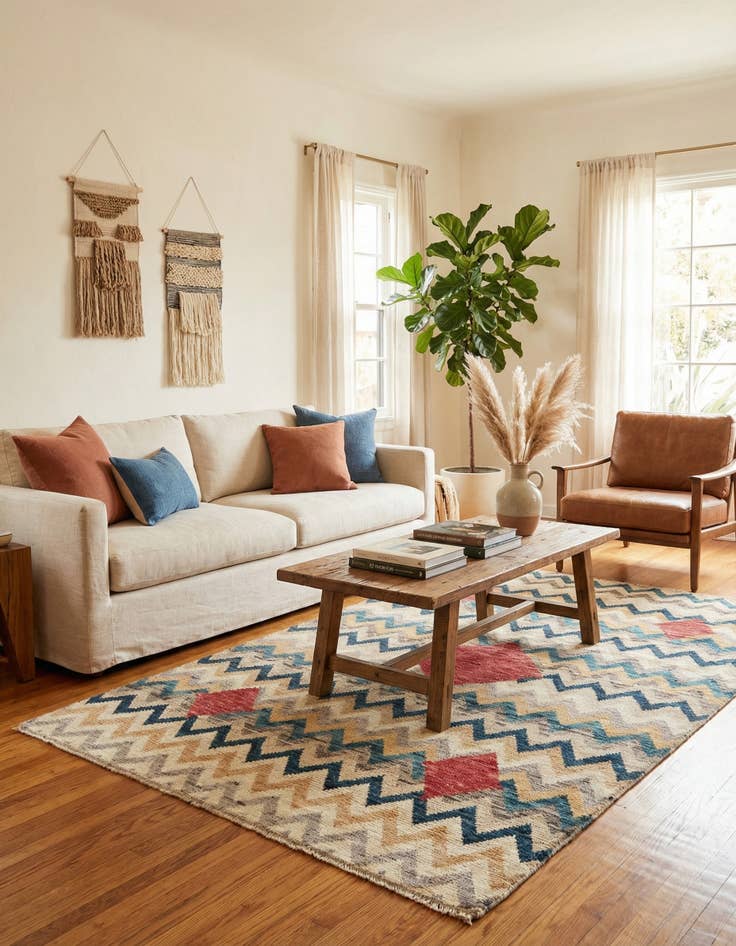 Detail image of 5' 9 x 8'  Hand Knotted Moroccan Wool Rug